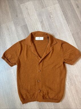 H&M Kids Short Sleeve Knit Button Cardigan - Rust